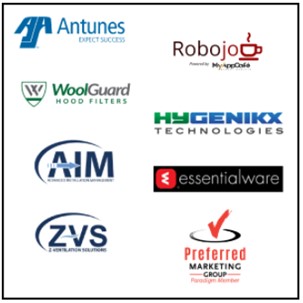 Logos representing our new lines: Antunes, Robojo, Woolguard, Aim Installation, Z-Vent, Hygenikx, Essentialware.